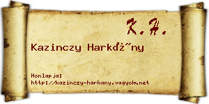 Kazinczy Harkány névjegykártya